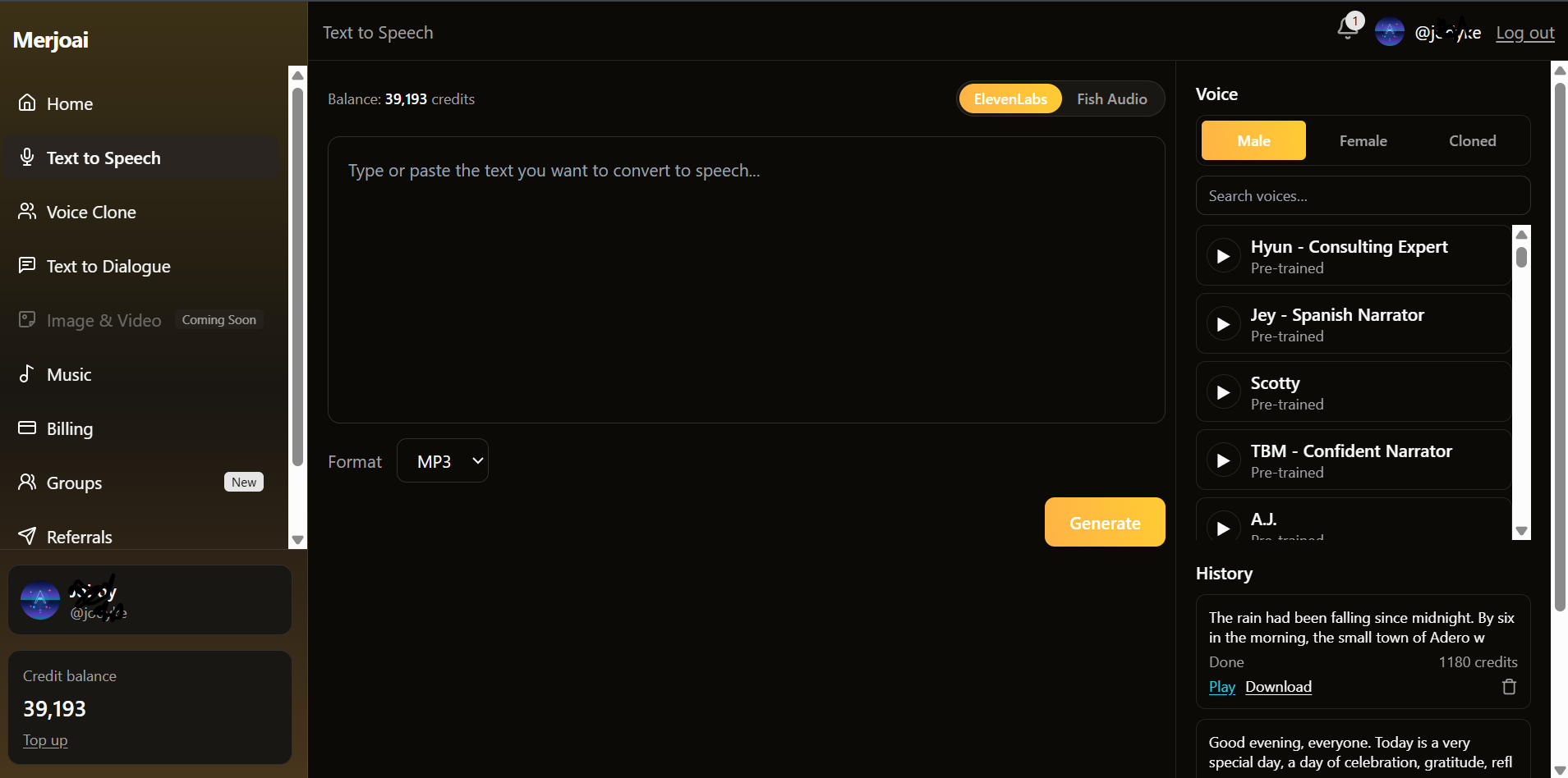 Merjoai dashboard preview
